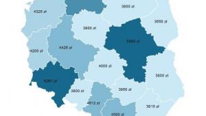 Mediany wynagrodzeń całkowitych brutto w województwach
w przemyśle ciężkim w 2013 roku (w PLN)