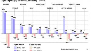 Zyski spadają, bo rosną rezerwy